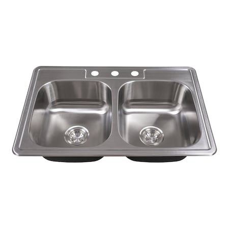 Msi Double Bowl 33in X 22in Stainless Steel Overmount Kitchen Sink ZOR-STL-SBSNK-002